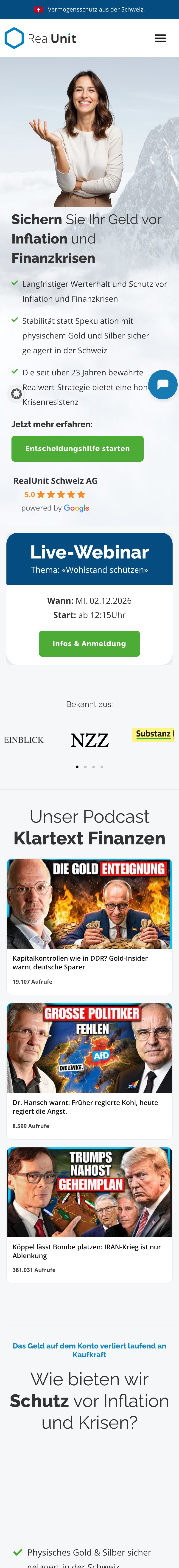 Handy-Ansicht von realunit.de